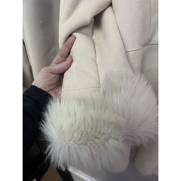 Vtg Mix It Woman’s Large Mid Length Ivory faux suede penny lane coat Peasant Y2k - Picture 5 of 8